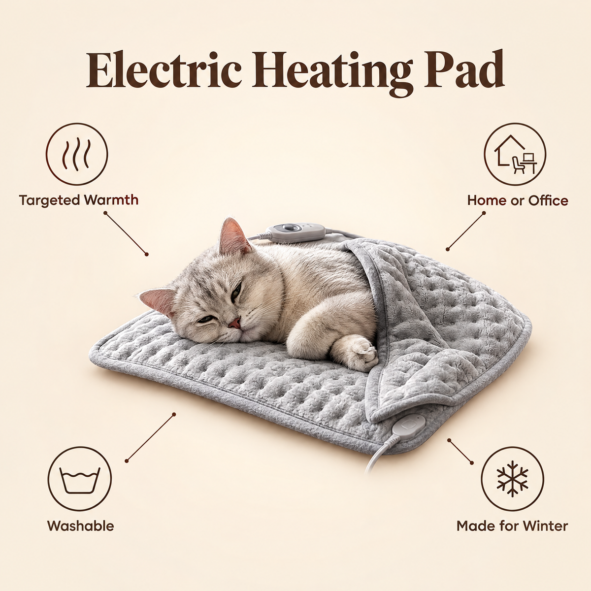 Electric heating pad benefits: targeted warmth, home or office, washable, made for winter