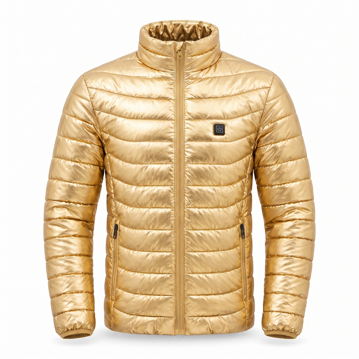 Smart heated jacket in Gold on a white background