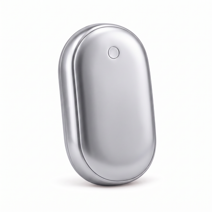 Pocket hand warmer in Silver on a white background