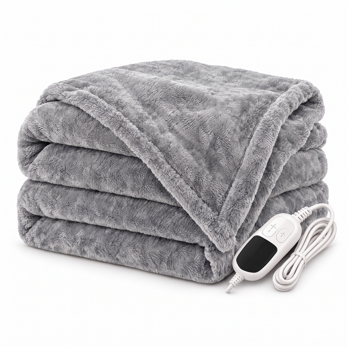 Heated throw blanket in Silver on a white background