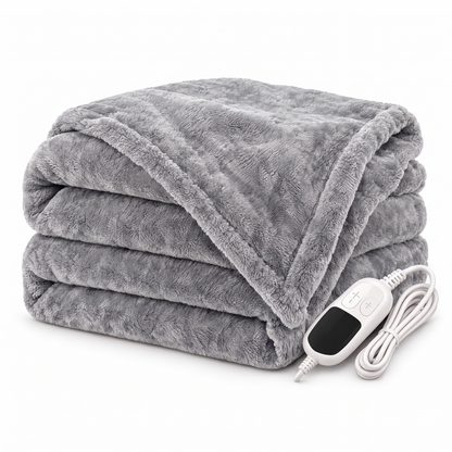 Heated throw blanket in Silver on a white background