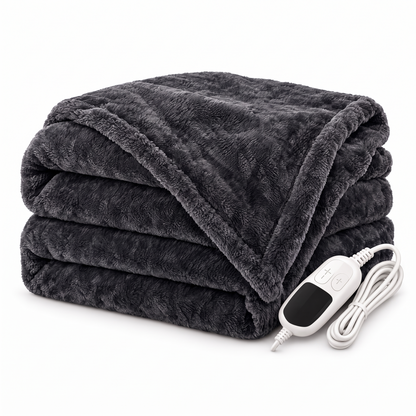 Heated throw blanket in Dark Grey on a white background